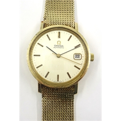  9ct gold Omega automatic wristwatch 1994 on hallmarked 9ct gold bracelet, model 1061, movement no 54144294 with box and papers  