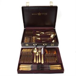 Bestecke SBS Solingen two-tone stainless steel canteen of cutlery for twelve persons, in b...