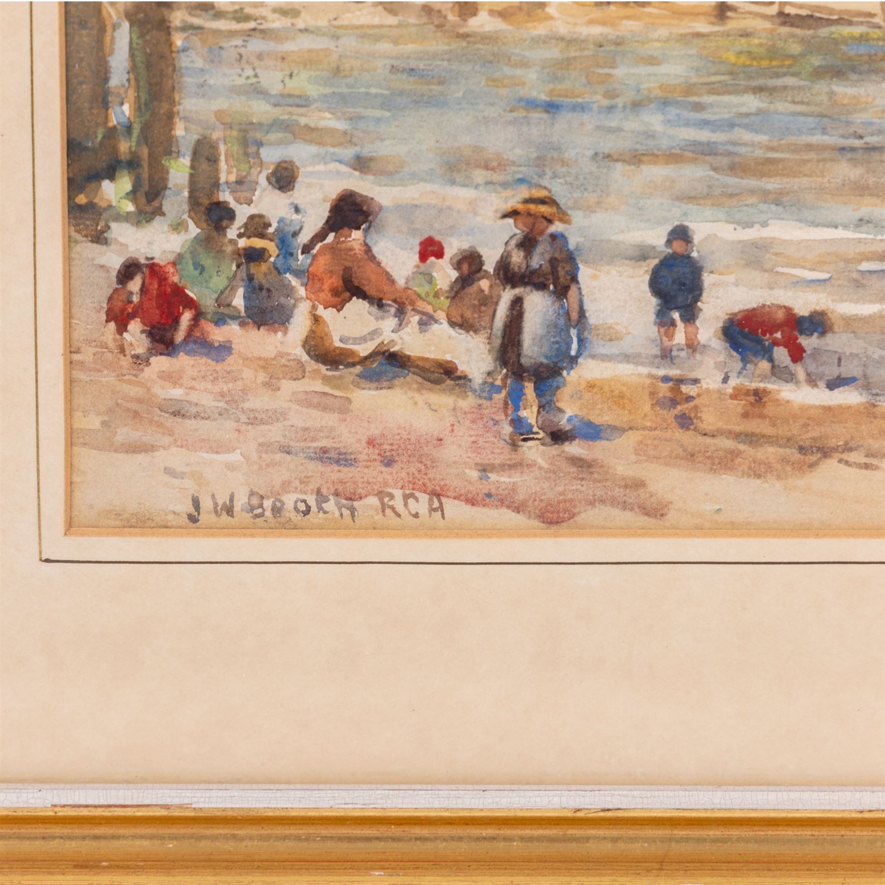 James William Booth (Staithes Group 1867-1953): Children on the Beach Staithes, watercolour signed 25cm x 36.5cm