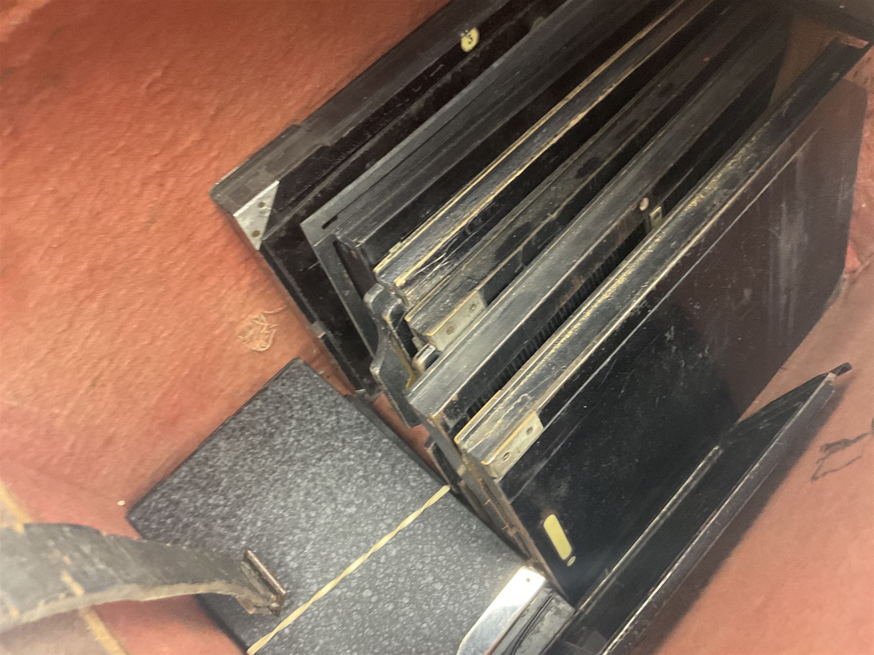 Contessa-Camera Werke folding camera, together with Hirrlinger folding camera, additional plates, two tripods and other accessories 