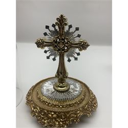 Four limited edition Franklin Mint House of Fratelli Coppini crosses, to include Majestic Cross, Sacred Cross, Star of Hope Jewelled Cross and The Gates to Paradise Cross, all under glass domes, H13cm