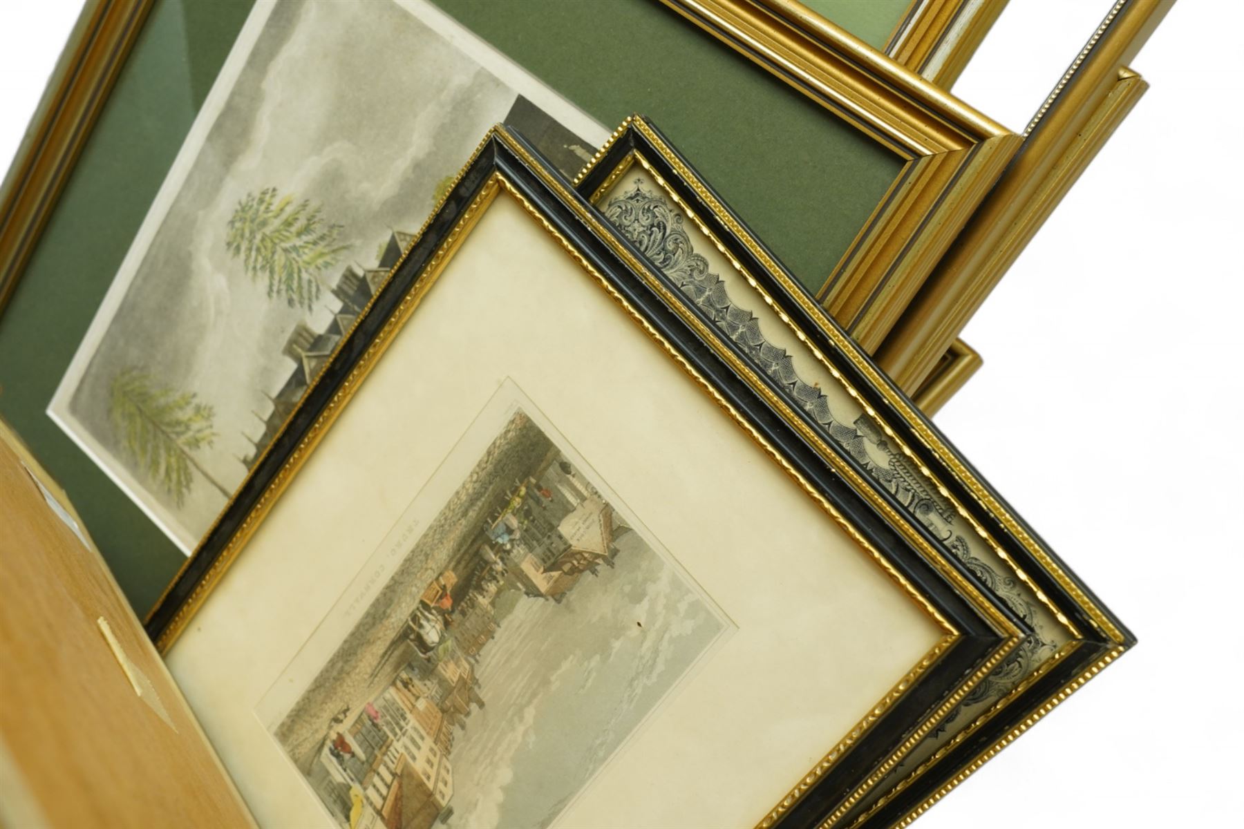 18th-19th century etchings of stately homes and churchs ect.