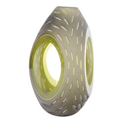 Richie Alli; Diamond cut green glass sculpture, signed to the base, H26cm