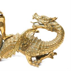 Brass George & the dragon group W36cm and a brass eagle H46cm
