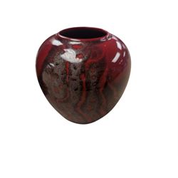 Doulton Lambeth stoneware vase, together with a small Royal Doulton Flambe vase