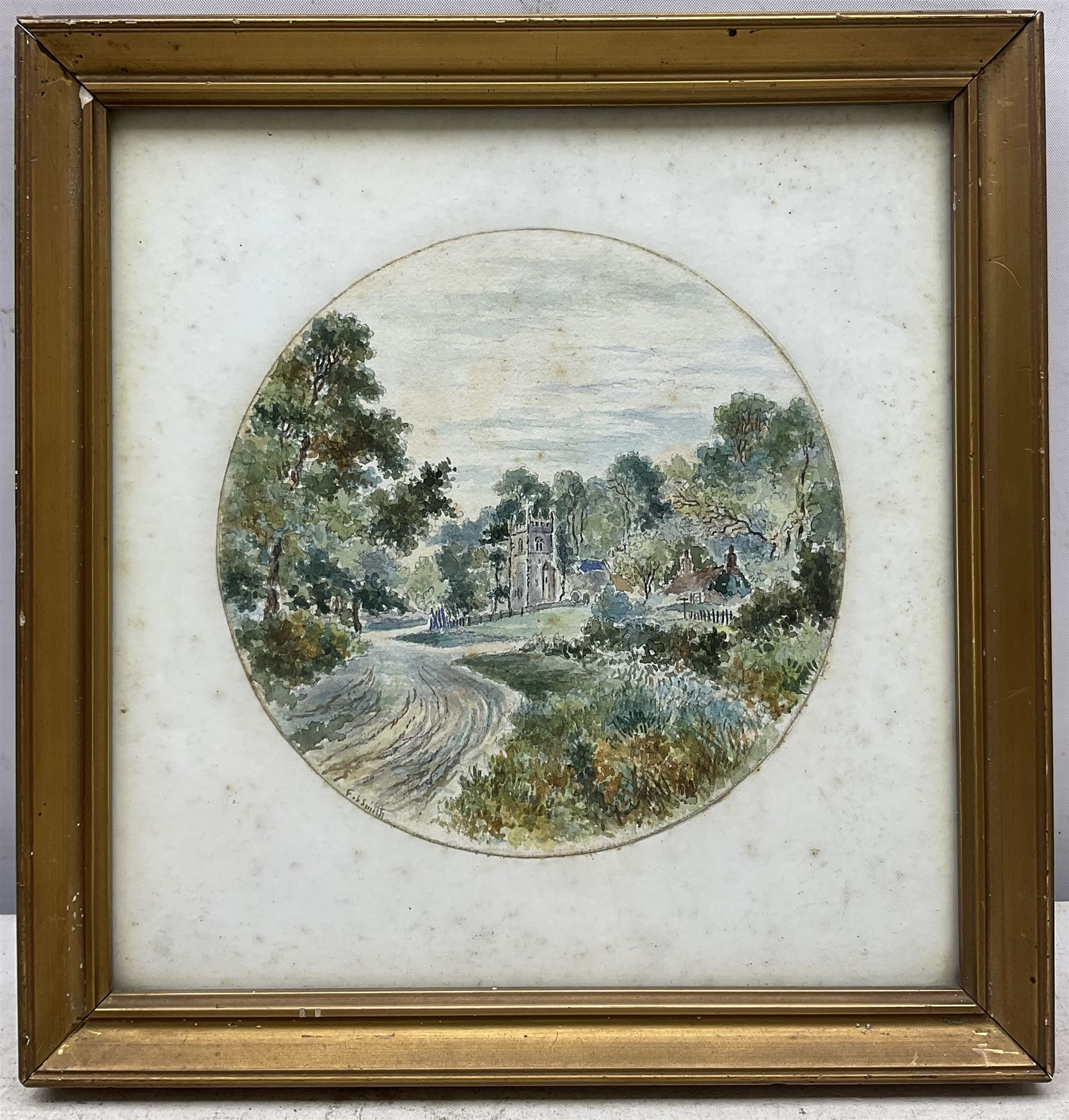 Frederick Schultz Smith (Hull 1860-1925): 'Brantingham Dale' - East Yorkshire, circular watercolour signed 14cm diameter