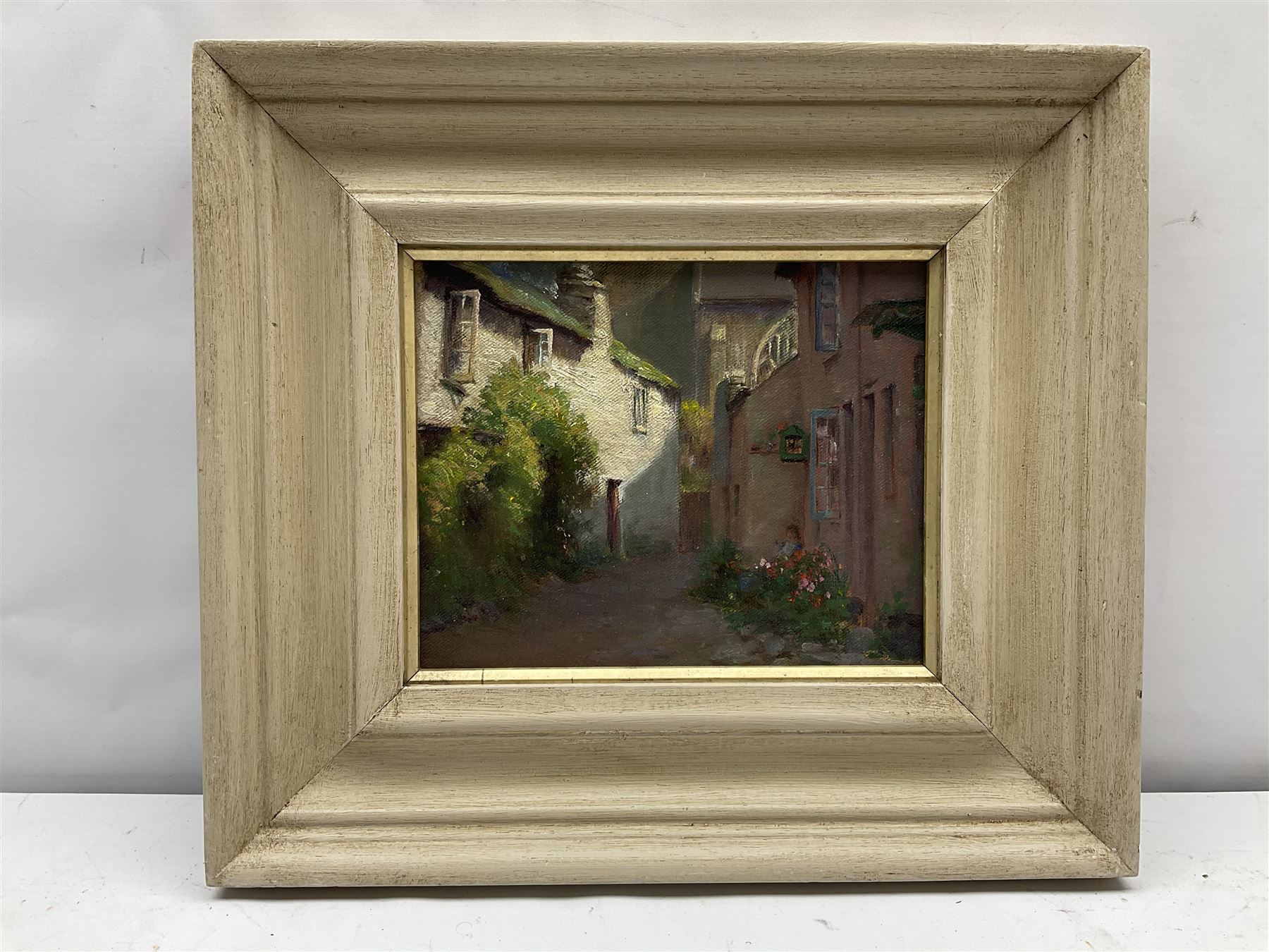 Newlyn School (Early 20th century): Girl on a Step, oil on canvas laid on panel unsigned 15cm x 19cm