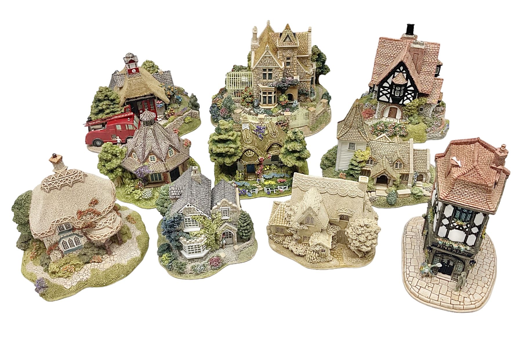 Ten Lilliput Lane models, to include Firemans Watch, The Rest House and Green Gables, Titmouse Cottage etc, all with deeds and original boxes (10)