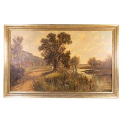 Abraham Hulk Jnr. (British 1844-1922): 'On the Mole - Surrey', oil on canvas signed, titled on the stretcher verso 75cm x 126cm