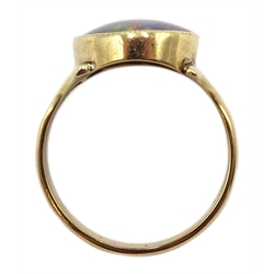  Gold single stone oval opal ring, stamped 9ct  