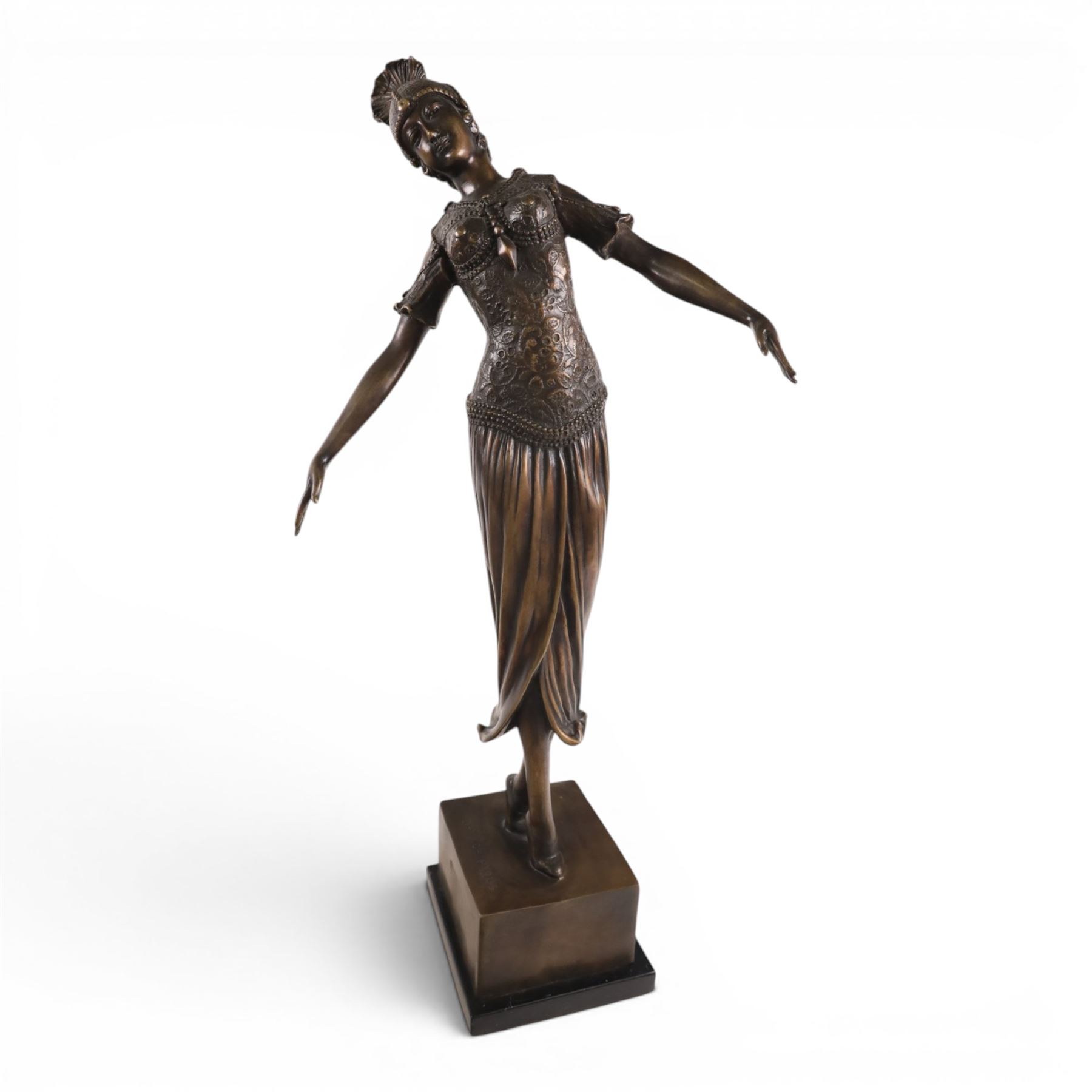 After Chiparus three Art Deco figures modelled dances, H60cm 