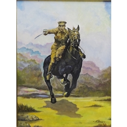  'WWI Cavalry Officer', oil on canvas signed A Doris 39cm x 29cm  