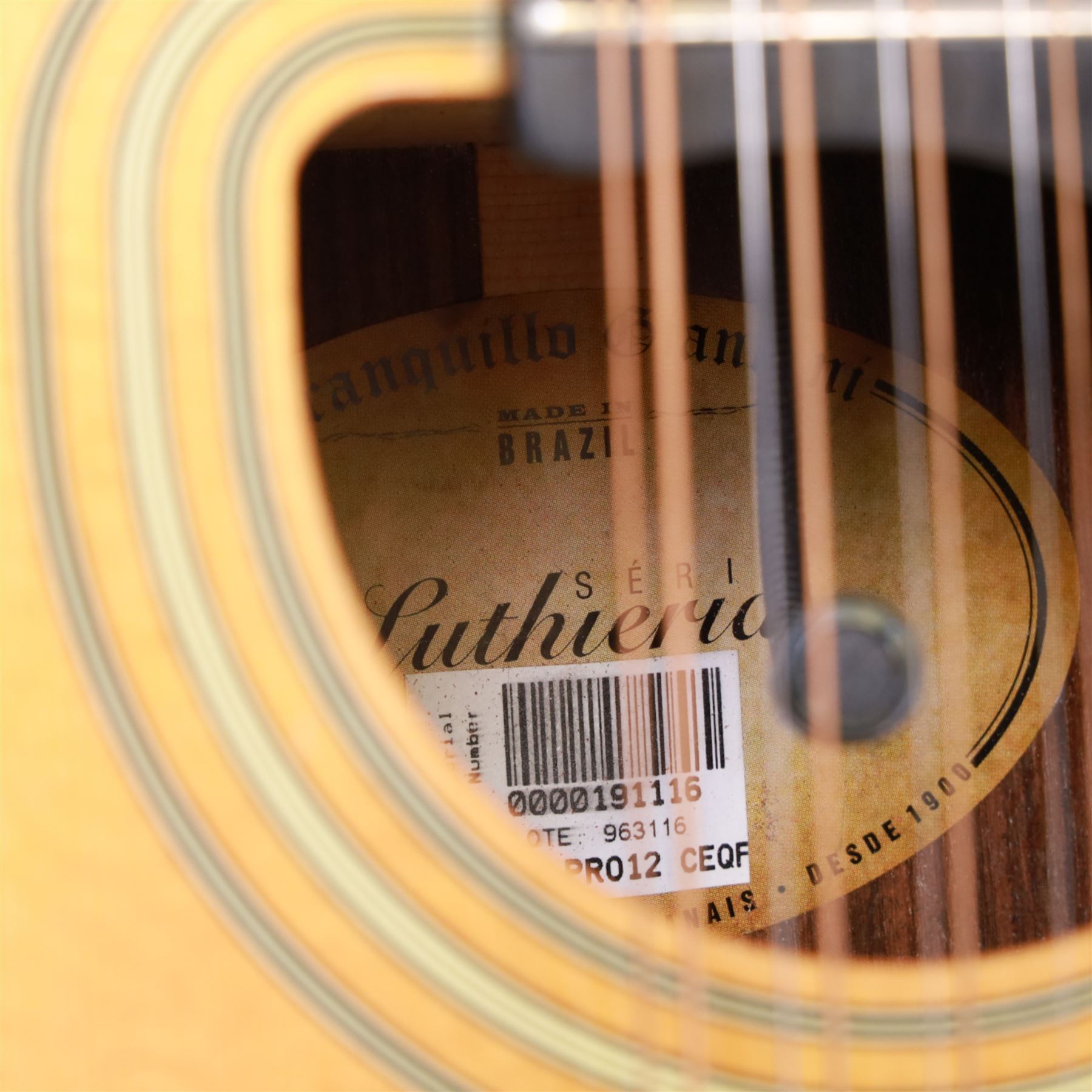 Brazilian Giannini Craviola twelve string acoustic guitar, with Fishman Premium Blend onboard pickup, serial no. 000019116, in fitted hard case