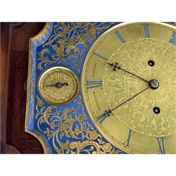 Large early to mid 19th century walnut bracket clock by Penlington of Liverpool, the highly decorative fruit and berry carved pediment over shaped and moulded glazed door, gilt metal and blue enamel Roman dial engraved with chased scrolling foliage and flower head decoration, moulded and plain frieze base on ornately cast gilt metal bracket feet, twin fusee ting-tang movement striking the quarters on two bells, strike silent lever, movement back plate inscribed 'Penlington of Liverpool', the back enclosed by pointed arch door with fret work panel, circa. 1830

Provenance - Sold in 1968 in the estate sale of Mr. E.D. Midwood, Green Glade, Portnall Drive, Wentworth, Surrey (Tufnell & Partners Auctioneers) 