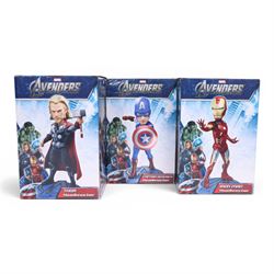 Three Neca Marvel The Avengers Headknockers, Captain America, Iron Man and Thor, all boxed
