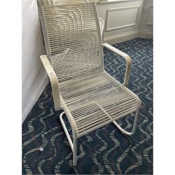 Eight white wicker garden armchairs- LOT SUBJECT TO VAT ON THE HAMMER PRICE - To be collected by appointment from The Ambassador Hotel, 36-38 Esplanade, Scarborough YO11 2AY. ALL GOODS MUST BE REMOVED BY WEDNESDAY 15TH JUNE.