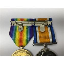 WWI pair of medals comprising British War Medal and Victory Medal awarded to G/62196 Pte. H. Ferguson R. Fus. with ribbons on wearing bar; together with bronze memorial plaque to Henry Ferguson (3)
