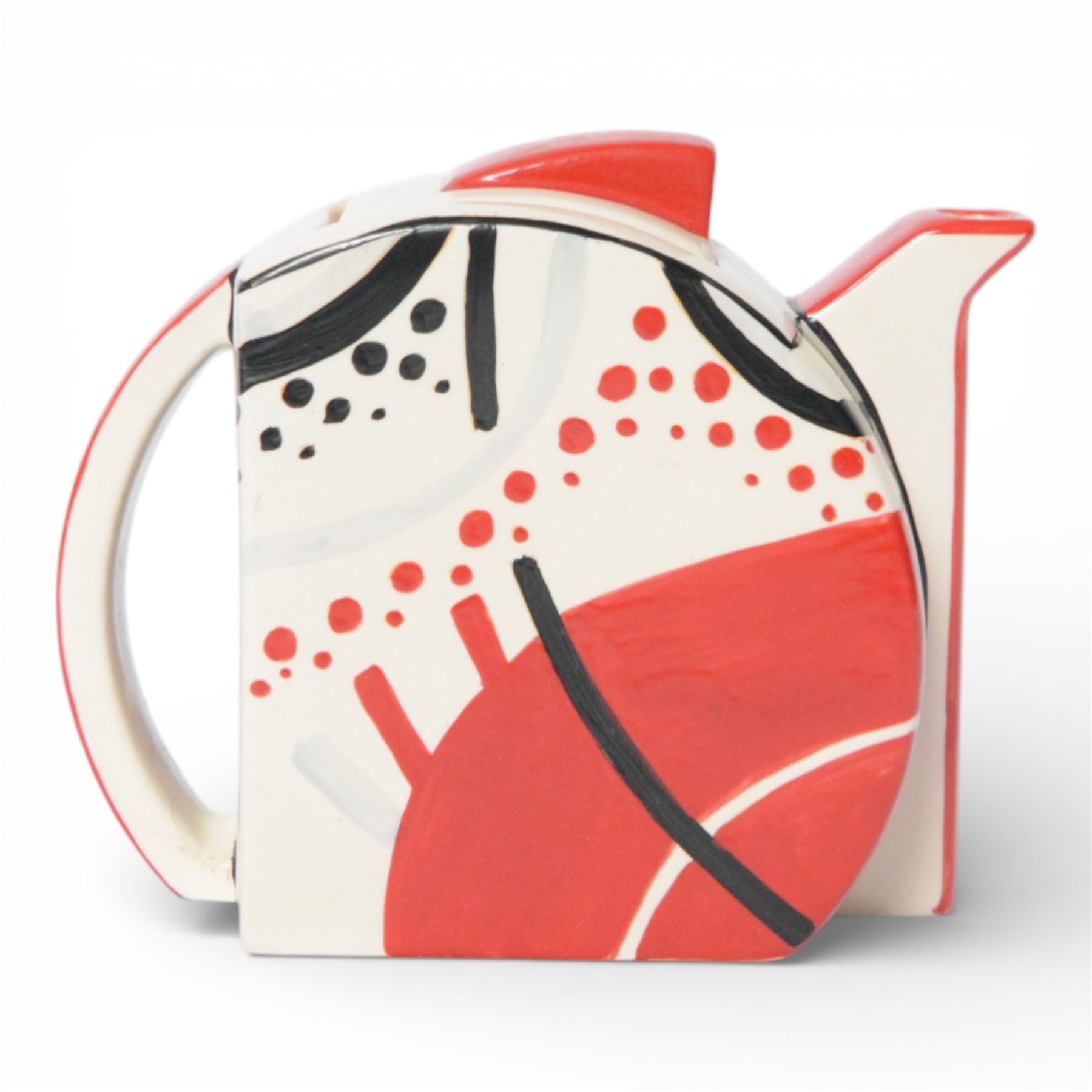 Wedgwood Bizarre by Clarice Cliff, Carpet three piece teaset, hand painted based upon an original, limited edition 213/250, with certificate and box