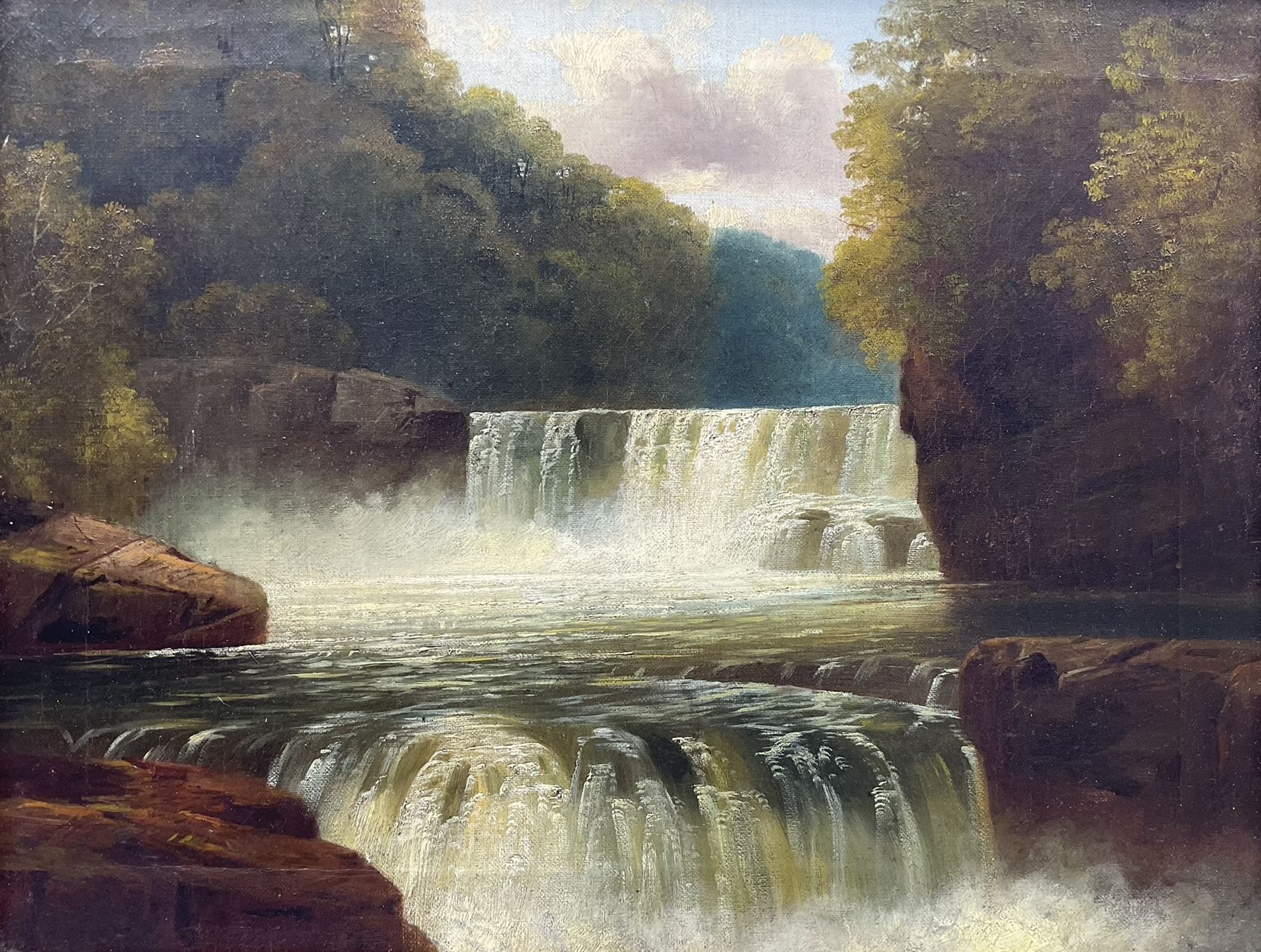 John Brandon Smith (British 1848-1884): River Falls, oil on canvas unsigned 34cm x 44cm