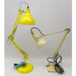  Herbert Terry & Sons cream Anglepoise desk lamp and modern similar style table lamp in bright yellow (2)  