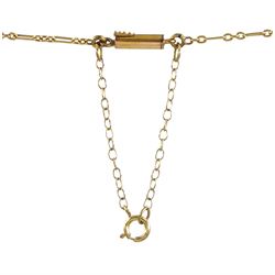 Edwardian 15ct gold turquoise and seed pearl pendant bow necklace, stamped