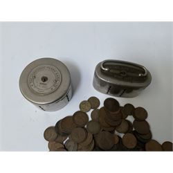 The Yorkshire Penny Bank Ltd money box containing coins and another Barclays Bank Limited Home Safe and a quantity of loose coins, no keys