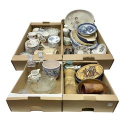 Portmeirion Botanic Garden jug, Poole Pottery planter, Denby coffee pot, Wedgwood Jasperware trinket box, Le Creuset oven dish and a collection of other ceramics, etc, in four boxes 