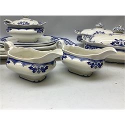 Burgess and Leigh Middleport pottery dinner wares decorated in the ‘Milford’ pattern, to include lidded tureens, graduated meat plates, dinner plates etc 