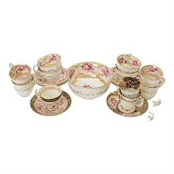 Coalport teawares, circa 1820-1840, comprising set of four trios, coffee cups, teacups and...