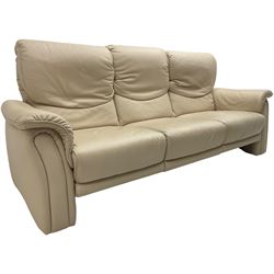 Himolla - three seat sofa upholstered in cream leather