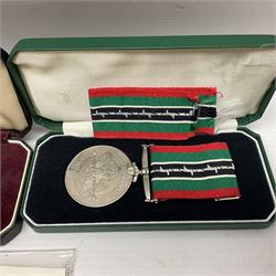 Two Imperial Service Medals to Elsie Hannah Ferguson and Fred Whitehead; each in original case; WWI Special Constabulary Medal to Inspr. Alfred W. Thompson; modern Prisoner of War Medal; cased; replica Victoria Cross and India Mutiny Medals with archive of information relating to Pte. Robert Newell V.C. 9th Lancers; replica Victoria Cross and George Cross with miniatures; and other replica medals etc