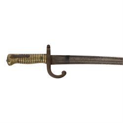 French 1866 Chassepot bayonet, with steal scabbard, overall L71cm 