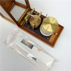 Modern French barograph by Barometre Holosterique Naudet-Dourde serial no.63815, in beech case with hinged cover L21cm; and quantity of charts