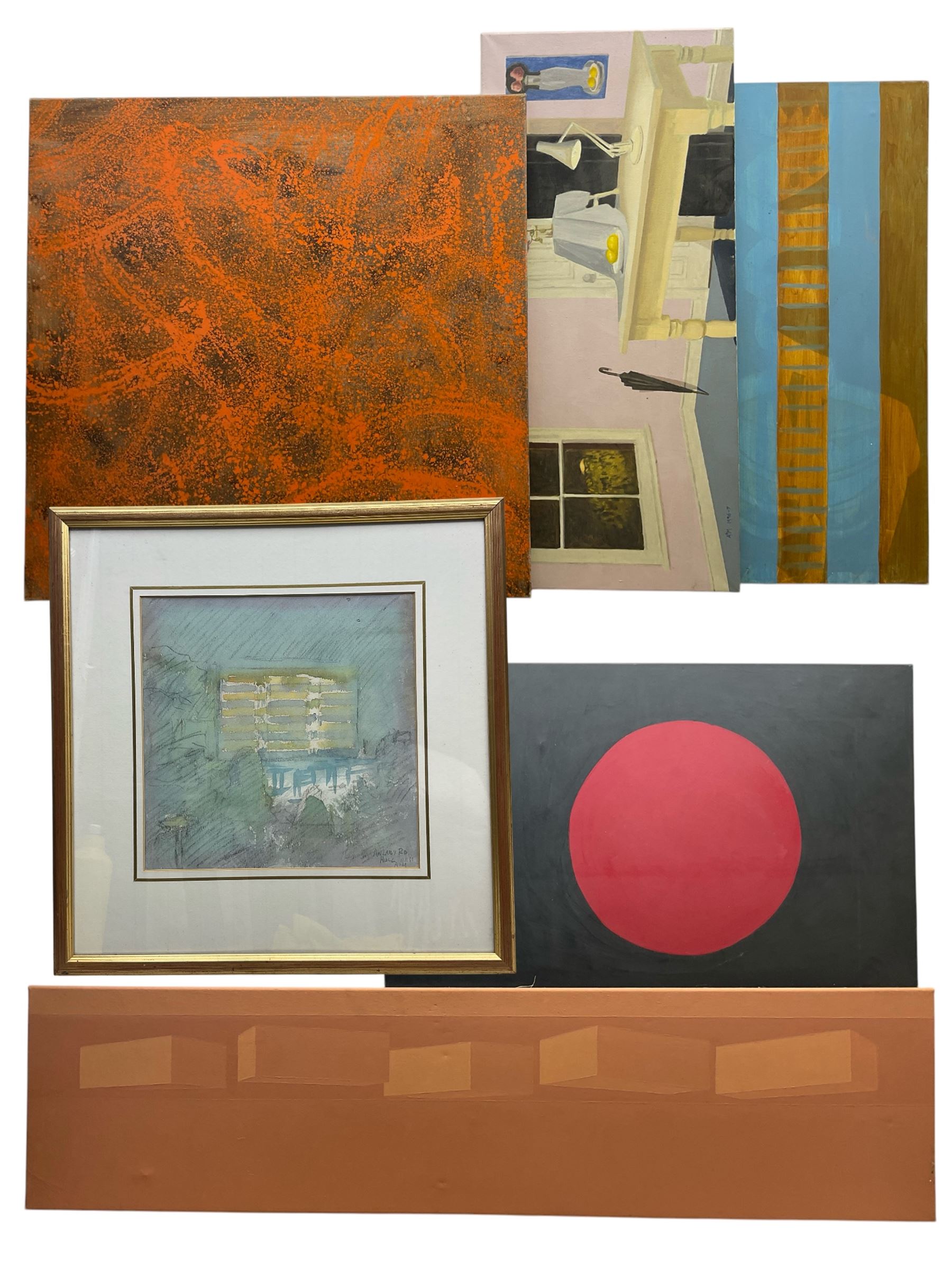 Andrew Mayfield (British 20th Century); collection of large abstract oils on canvas, variously signed, some with titles verso, largest 90cm x 90cm