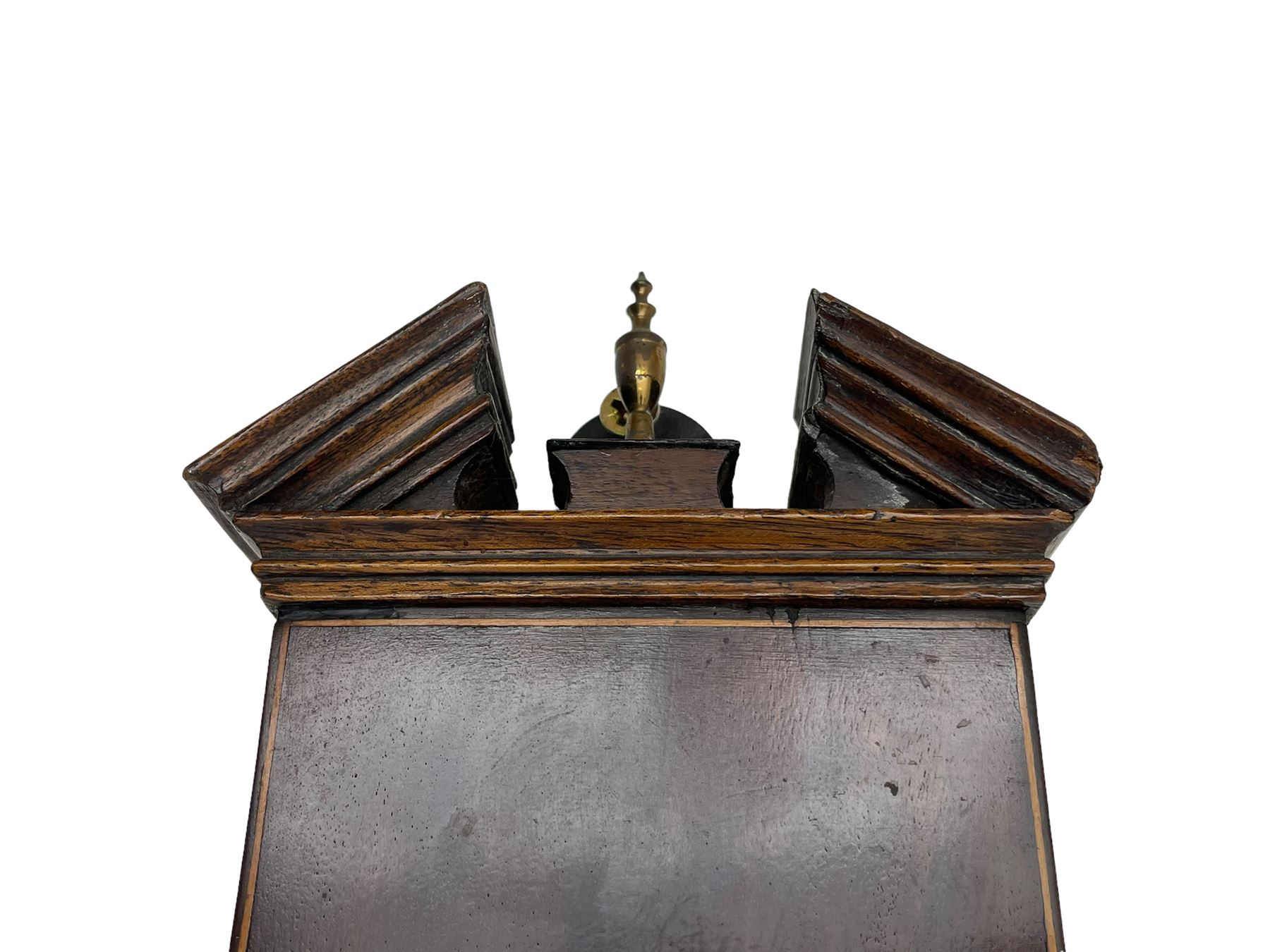 Hitzman & Co of Cambridge - Early 19th century mahogany mercury wheel barometer c1830,
With a broken pediment and finial, rounded base, and lined stringing to the edge, cast brass bezel with an 8-inch circular silvered register calibrated in inches and signed Hitzman & Co, Cambridge, with brass setting pointer to the glass, beneath an arched 12” Fahrenheit scale spirit thermometer with a silvered register. Joseph and Henry Heitzman were German barometer makers and clock importers who lived and worked in Trinity Street Cambridge 1820-1900, often found as here spelt Hitzman.
