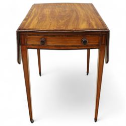 Georgian butterfly Pembroke table, the rectangular top with crossbanded edge and rounded d...