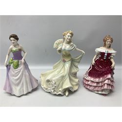 Six Royal Doulton figures, to include Mary Countess Howe no.HN3007, Sweet Sixteen no. HN3648, The Peggy Davies Collection Lily no.HN3902, four with original boxes 