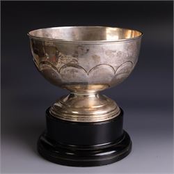 Edwardian silver pedestal bowl, of part fluted circular form, hallmarked Birmingham 1909, ...