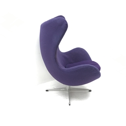 Fritz Hansen egg chair designed by Arne Jacobsen, dated 1963, W88cm