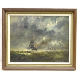  Sea Battle, oil on canvas signed by Graham Hedges (British 1952-) 30cm x 37cm  