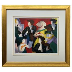 Linda Le Kinff (French 1949-): 'Ingredients' and 'Orchestra de Toulouse', pair limited edition colour serigraphs signed in pencil and numbered 200/350 and and European Artist Proof 25/50, respectively 43cm x 52cm (2)