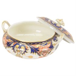 Collection of Royal Crown Derby imari ceramics, including two D18cm plates in 1128 pattern, twin handled sugar bowl in 2451 pattern etc  