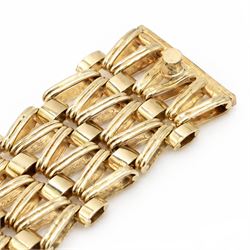 9ct gold fancy rectangular link bracelet, London 1979