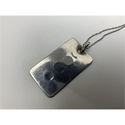 9ct gold pendant mount, stamped 9c and silver jewellery including ingot, cross pendant and two chains