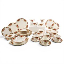 Royal Albert Old Country Roses pattern part tea service, including fifteen teacups and saucers, two open sucrier, two milk jugs, twenty side plates etc  