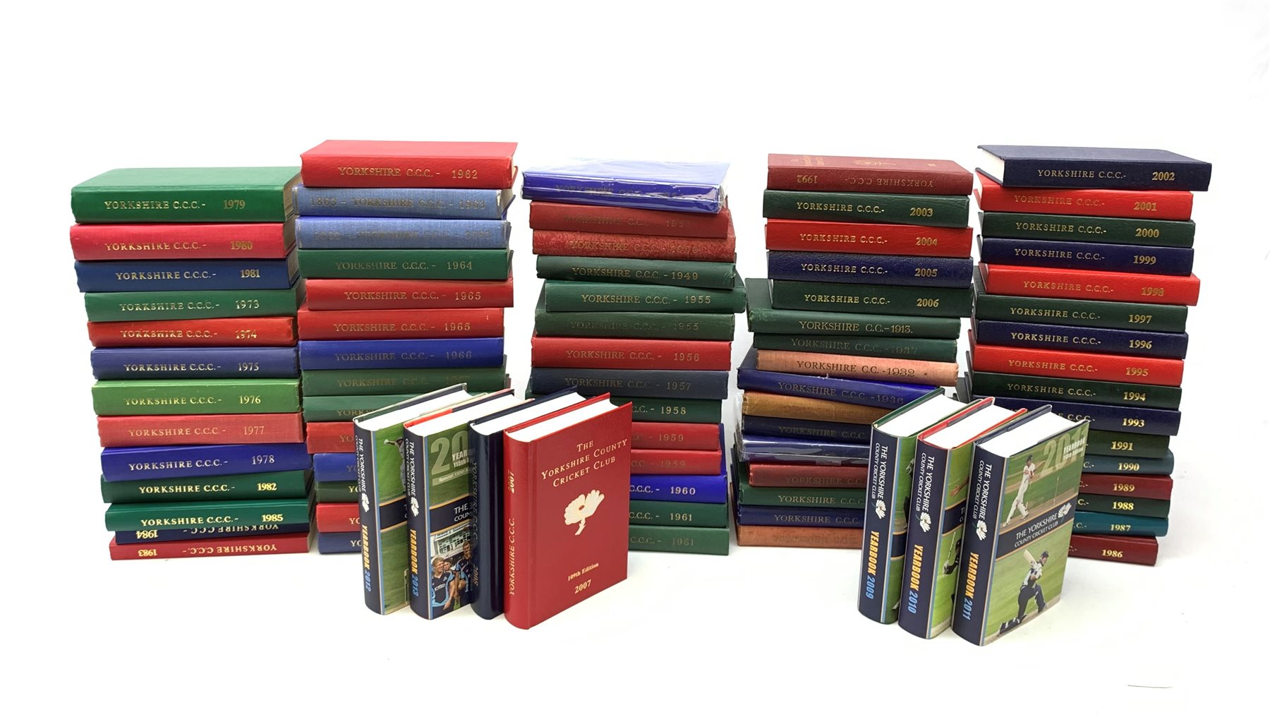  Yorkshire County Cricket Club Yearbook - eighty volumes. 1913, 1926, 1932, 1936-40, 1947-50 and 1953-2013 with some duplications, in two boxes  