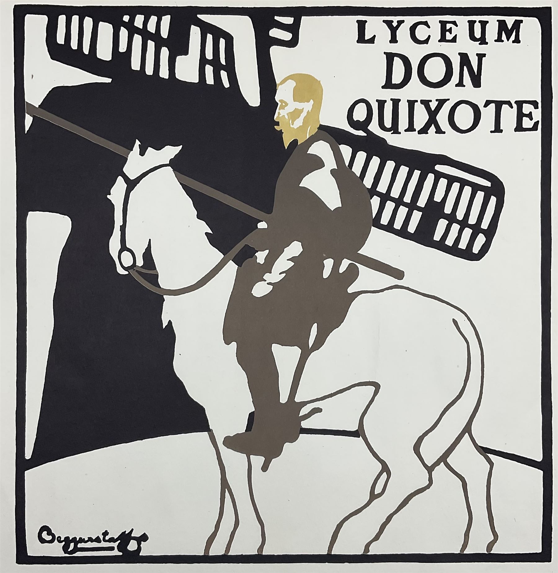 After the Beggarstaff Brothers - James Pride (British 1869-1941) and William Nicholson (British 1872-1849): 'Lyceum Don Quixote', colour lithograph numbered 573 in pencil 50cm x 49cm; After Jules Chéret (French 1836-1932): 'Theatrophone', colour lithograph numbered 573 in pencil 66cm x 46cm (unframed) (2)