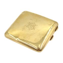 Early 20th century 9ct gold cigarette by Charles S Green & Co Ltd, Birmingham, with engrav...