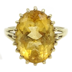 Gold oval citrine ring, hallmarked 9ct   