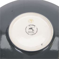 Poole Studio Collection Eclipse charger designed by Alan Clarke, with certificate, together with Poole Spider Orchid charger by Anita Harris, largest D35cm